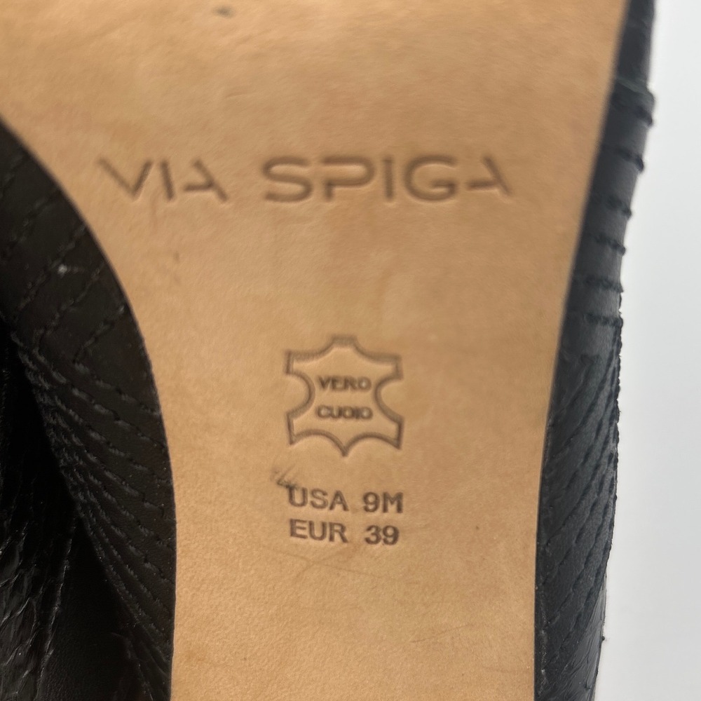 Via Spiga Black Leather Suede Snakeskin Patchwork Open Toe Mules Heels Size 9 - Picture 5 of 7